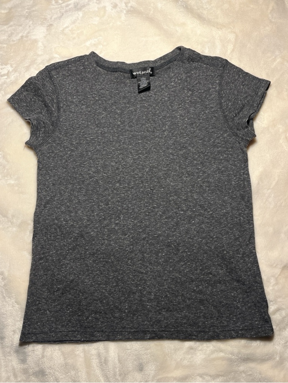 Wet Seal Heather Charcoal Short Sleeve Crew Tee